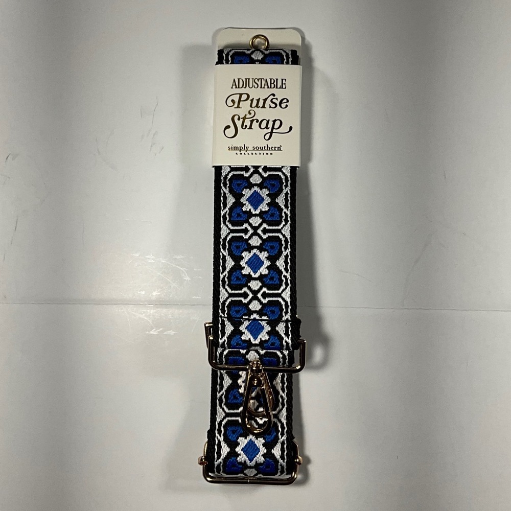 Simply Southern Blue Geometric Adjustable Purse Strap Gold Hardware 0125-BAGSTRP